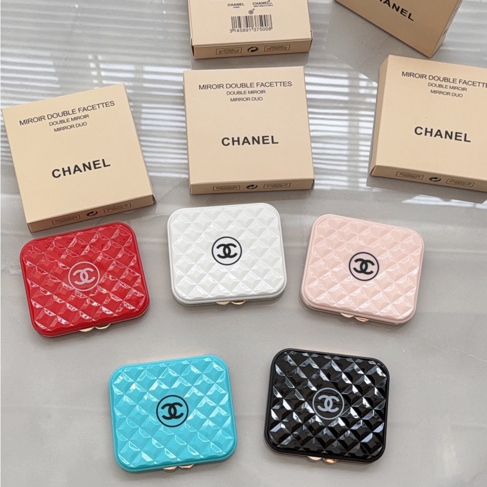 Beauty Quilted Double-Sided Compact Mirror in Red, White, Pink, Blue & Black NIB